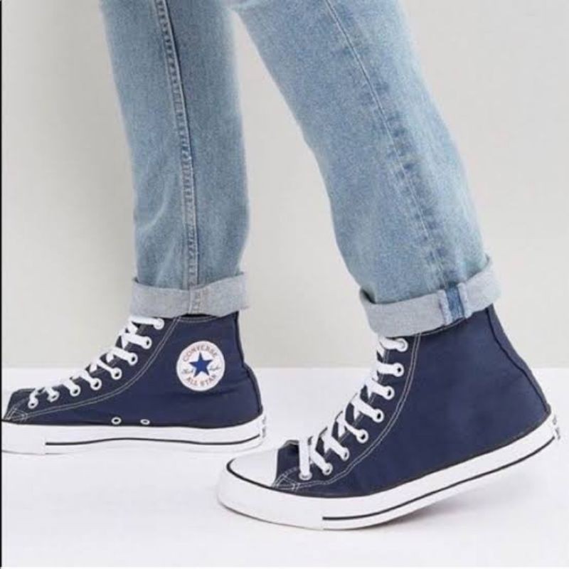 womens navy blue high top converse