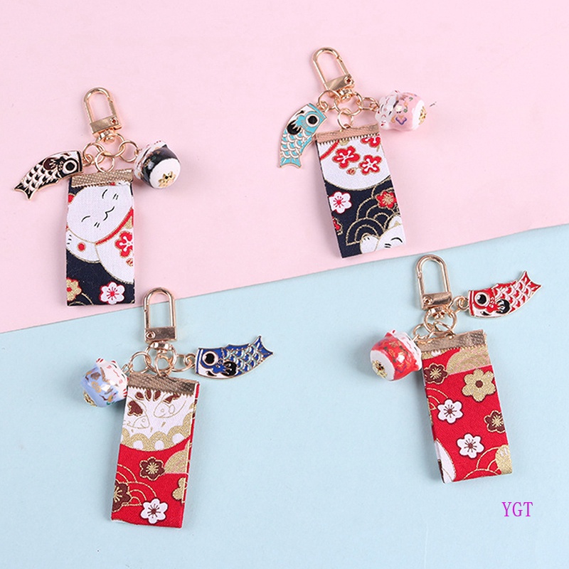 YGT Lucky Fortune Keychains Cartoon Bear Dog Flower Cat Rabbit Keychain