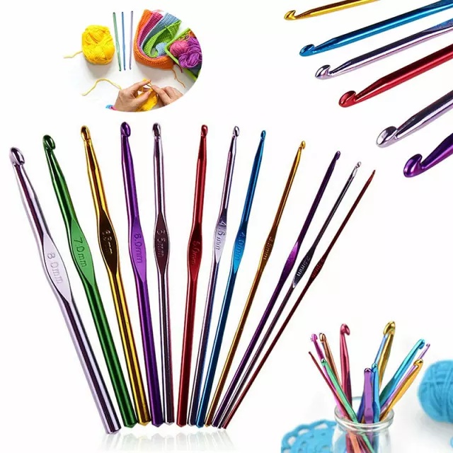 MULTICOLOUR ALUMINUM CROCHET HOOK KNITTING KIT PER PIECE Shopee