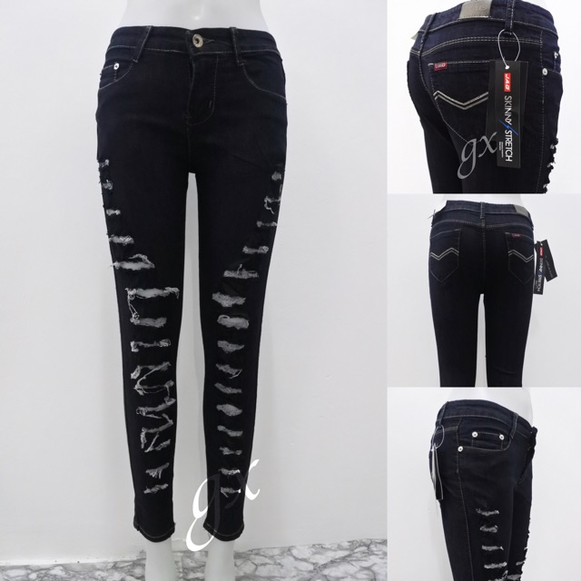 black tattered jeans