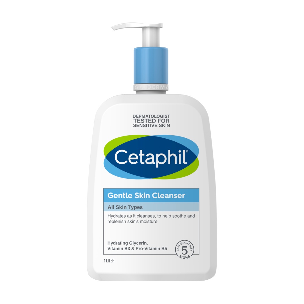 Cetaphil Gentle Skin Cleanser 1L [For Sensitive Skin / Non-Drying Facial Wash / Paraben Free]