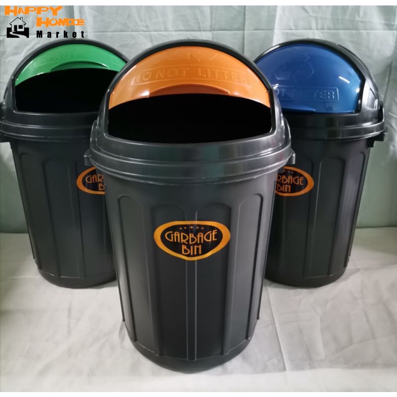 Round Black Garbage Bin with slide cover 26L Large Capacity Garbage Can