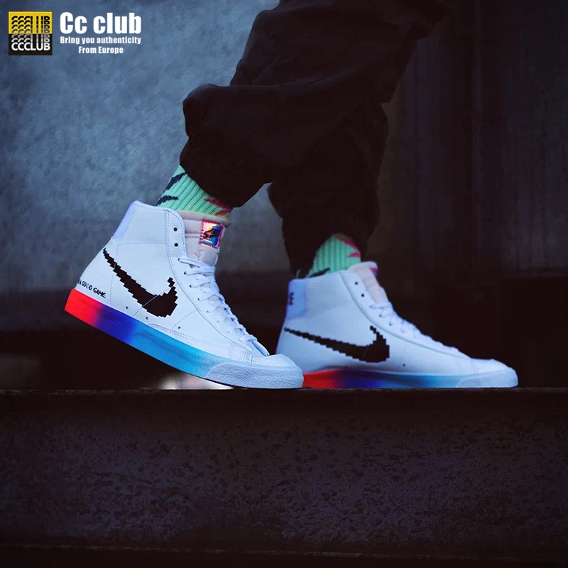 Korean shoes✗℗ccclub Nike Blazer Mid Video Game Pixel Reflective Luminous Casual Shoes DC32 | Shopee Philippines