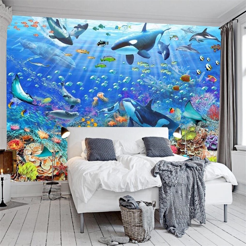 Custom Ocean Underwater World Photo Wallpaper 3D Whale Mural Living Room  Bedroom TV Background Wall Papers Home Decor | Shopee Philippines