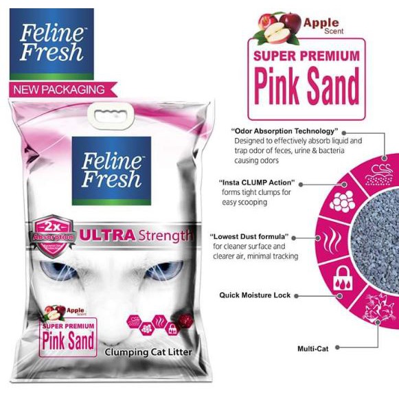 Feline Fresh SUPER PREMIUM PINK Cat Litter Clumping BENTONITE Pink Sand