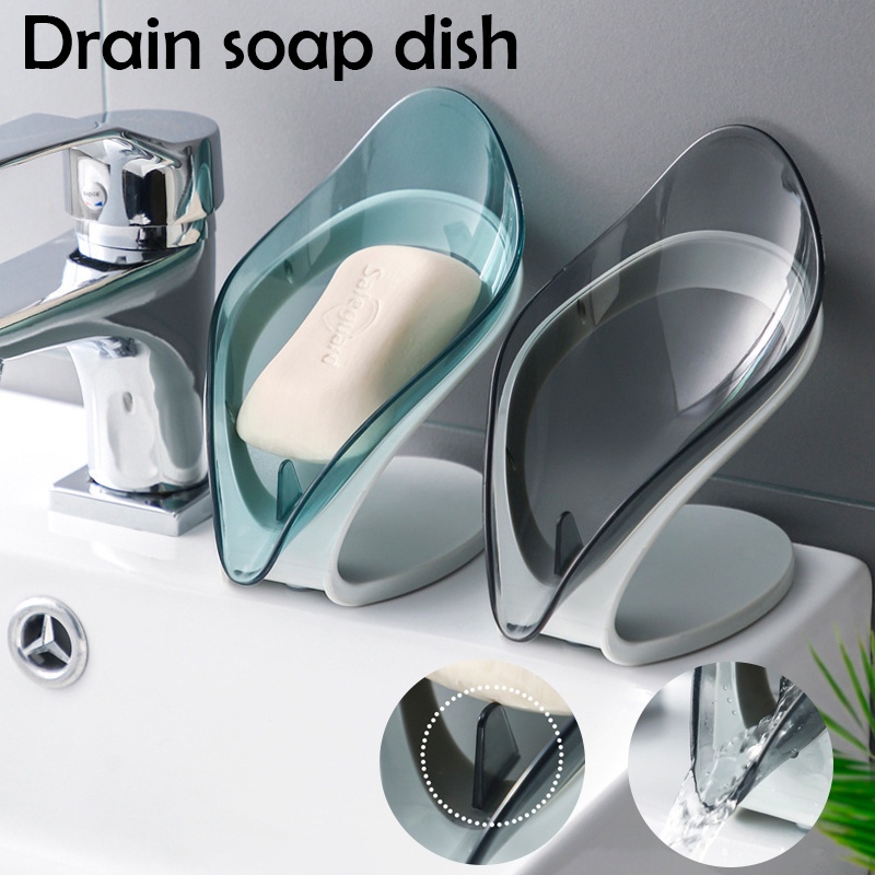 Soap Dish With Drain Water For Bathroom storage Soap Holder Leaf Shape
