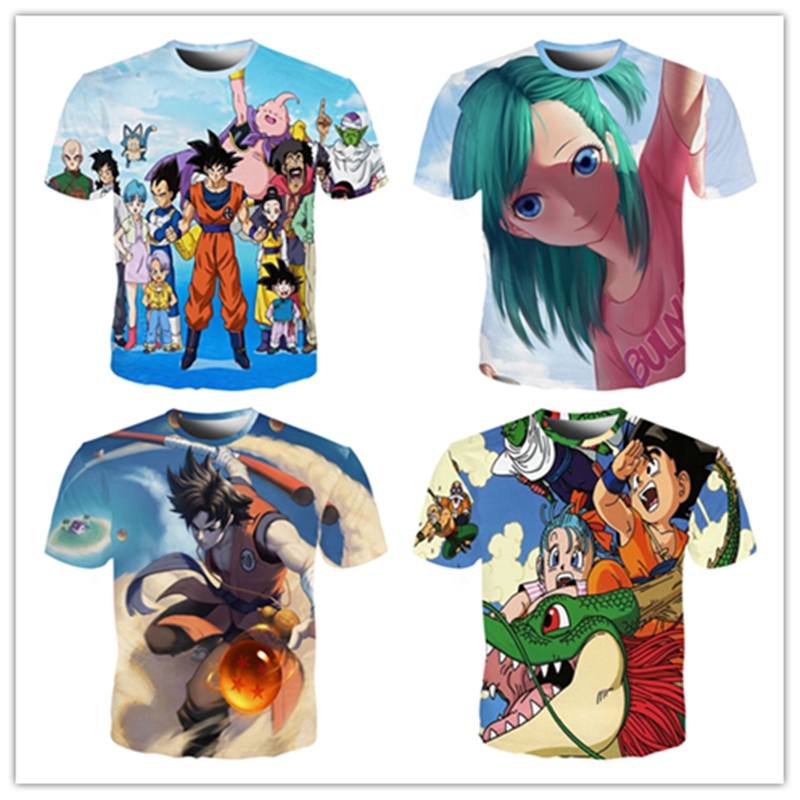 summer anime character printing dragon ball 3d tshirt men and women style  street top short sleeve