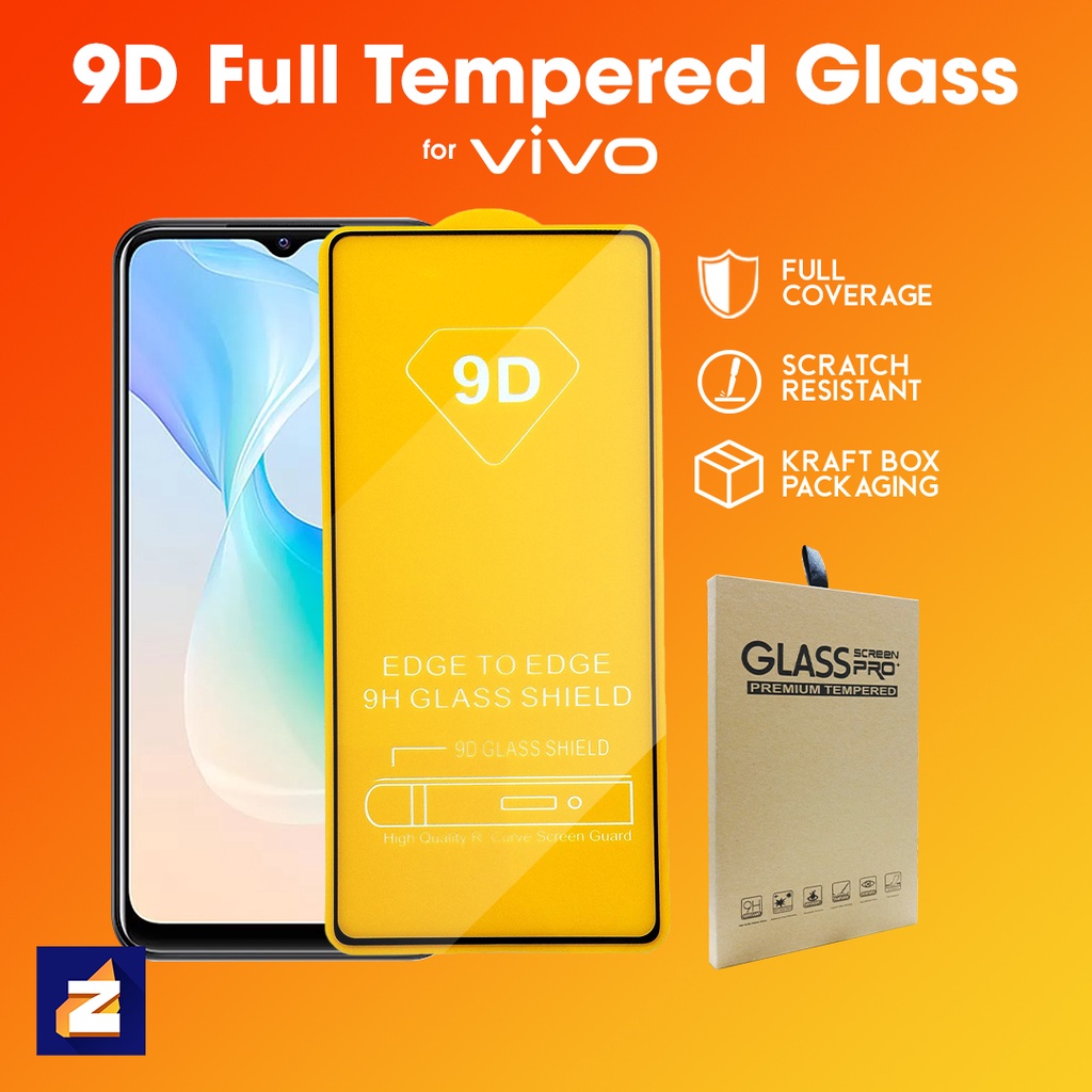 Vivo Y01 Y1s Y11 Y12 Y12S Y15 Y15A Y15S Y16 Y17 Y19 Y20S G Tempered Glass 9D Full Screen