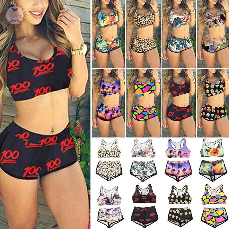 high waisted shorts with bikini top