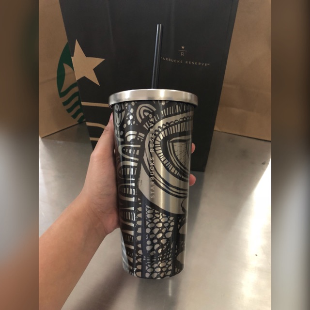 Authentic Starbucks Reserve Black Pattern Stainless Cold Cup Tumbler