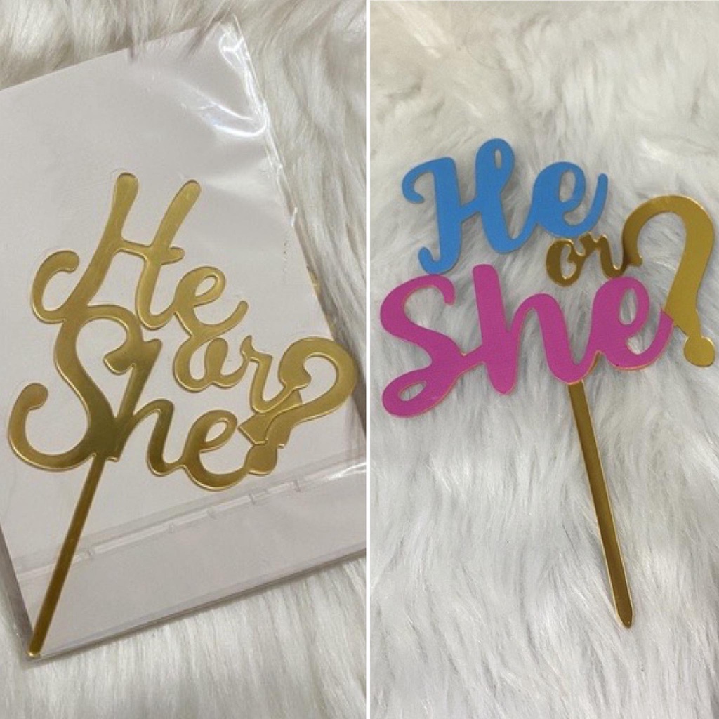 Gender Reveal Cake Topper He Or She Shopee Philippines