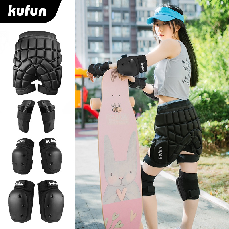 KUFUN Skateboard Protective Gear Hip Pad Set Roller Skating Knee Pads