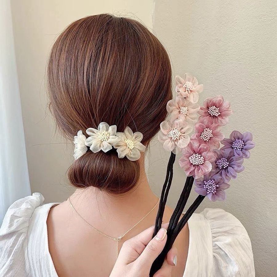Korean Floral Hair Bun Maker Tool Women Girls Twist Ponytail Hair Styling  Clip Hair Accessories Elastic Hair Band Ornament | Shopee Philippines