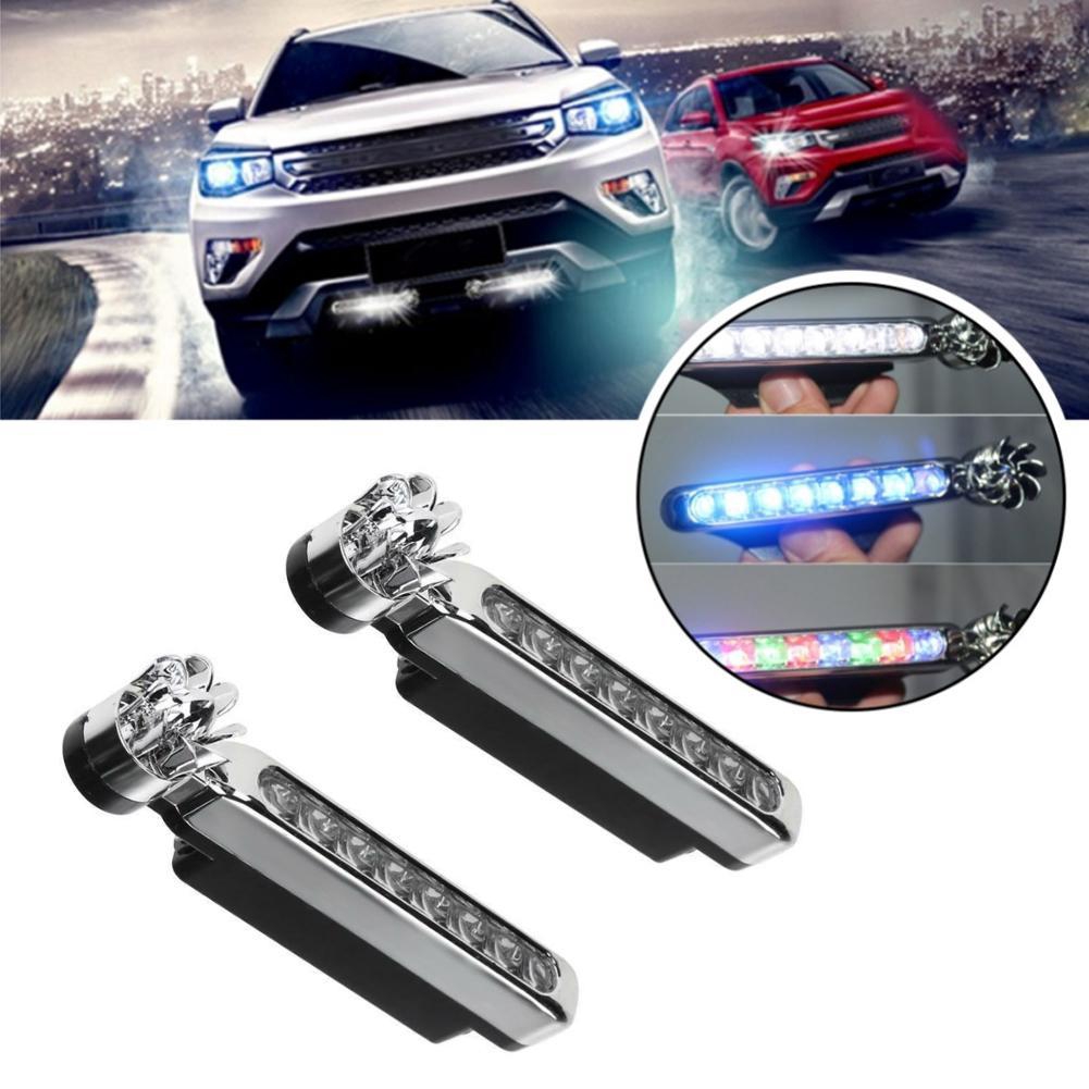 Wind Energy Car LED Lights with Car Fan Rotating Lights 1 Pair of Car Daytime Running Lights without External Power 