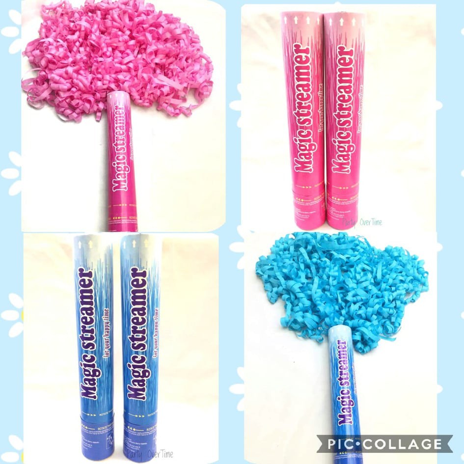 Magic Streamer Party Popper Gender Reveal Shower Birthday Wedding