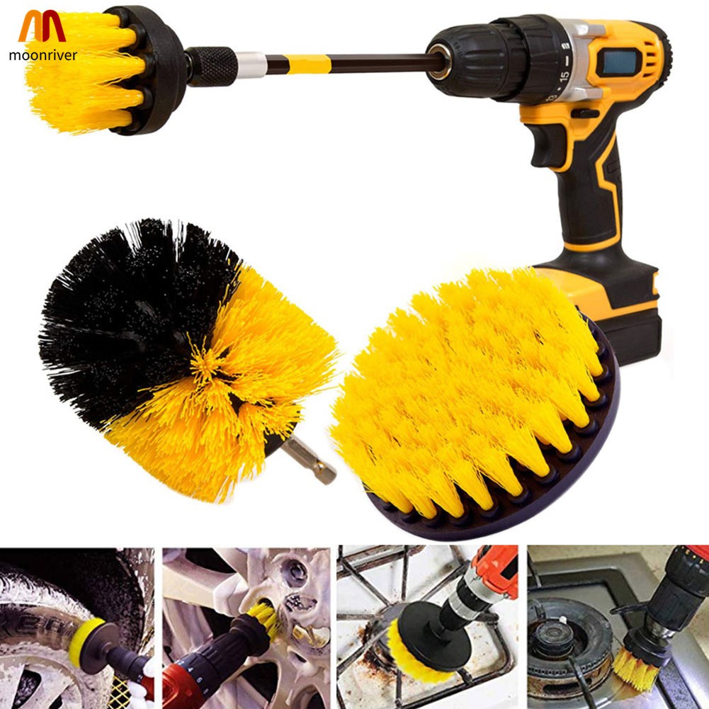 4 Pcs Scrubber Cleaning Drill Brush Extended Long Attachment Set for Bathroom Floor Tile