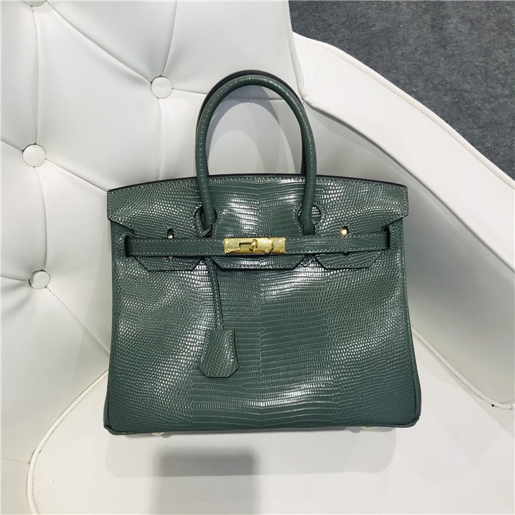 Birkin European and American platinum bag Lizard Leather temperament