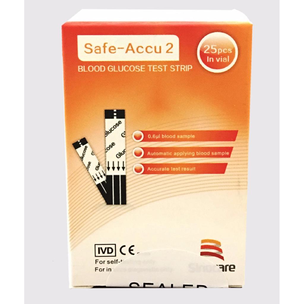 Sinocare Safe Accu 2 Blood Glucose Machine Test Strips 25Pcs. Shopee