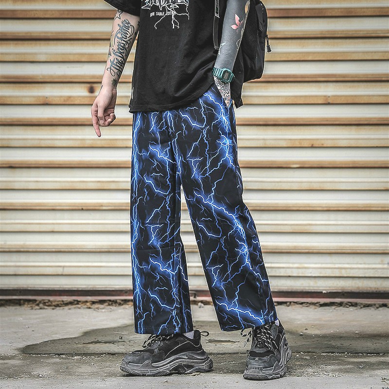 Streak Lightning Long Pants for Men Hip Hop Street Trousers Fashion Men's  Pant Loose Retro Clothing | Shopee Philippines