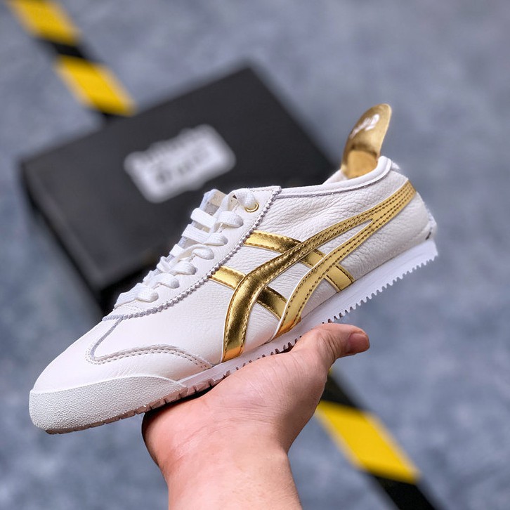 asics shoes white and gold