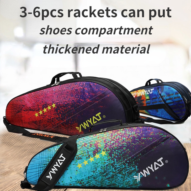 YWYAT Waterproof Badminton Rackets Bag With Shoes Compartment 6Pcs