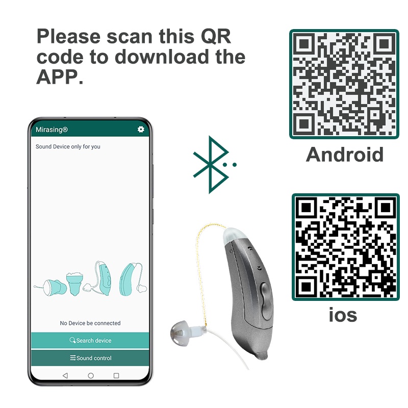 Digital Hearing Aids with Bluetooth APP Control , RIC Personalized