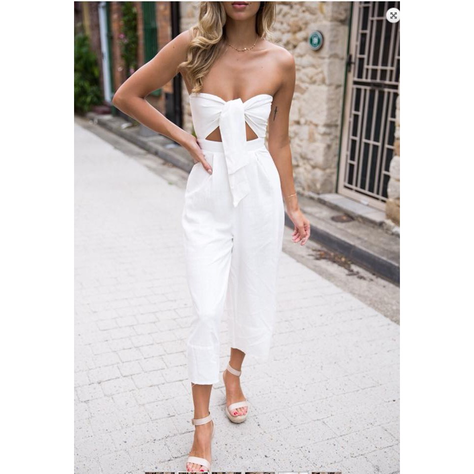 white tube jumpsuit