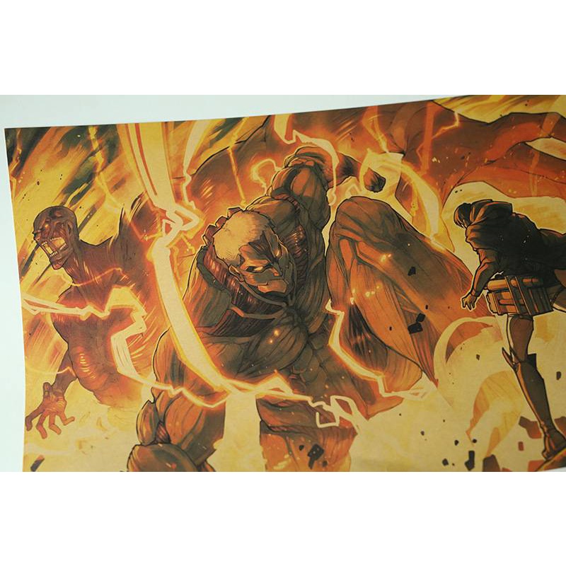 Attack On Giant < Titan's Power Transformation > Poster Anime Kraft Paper Wallpaper Painting Bar Cafe Decoration Dormitory Room Wall Stickers 50.5 * 35cm