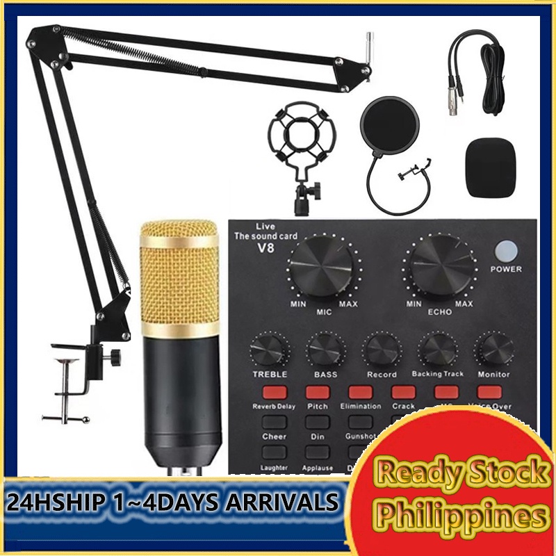Sound Card 100 Original BM800 Condenser Microphone Kit With V8 Live