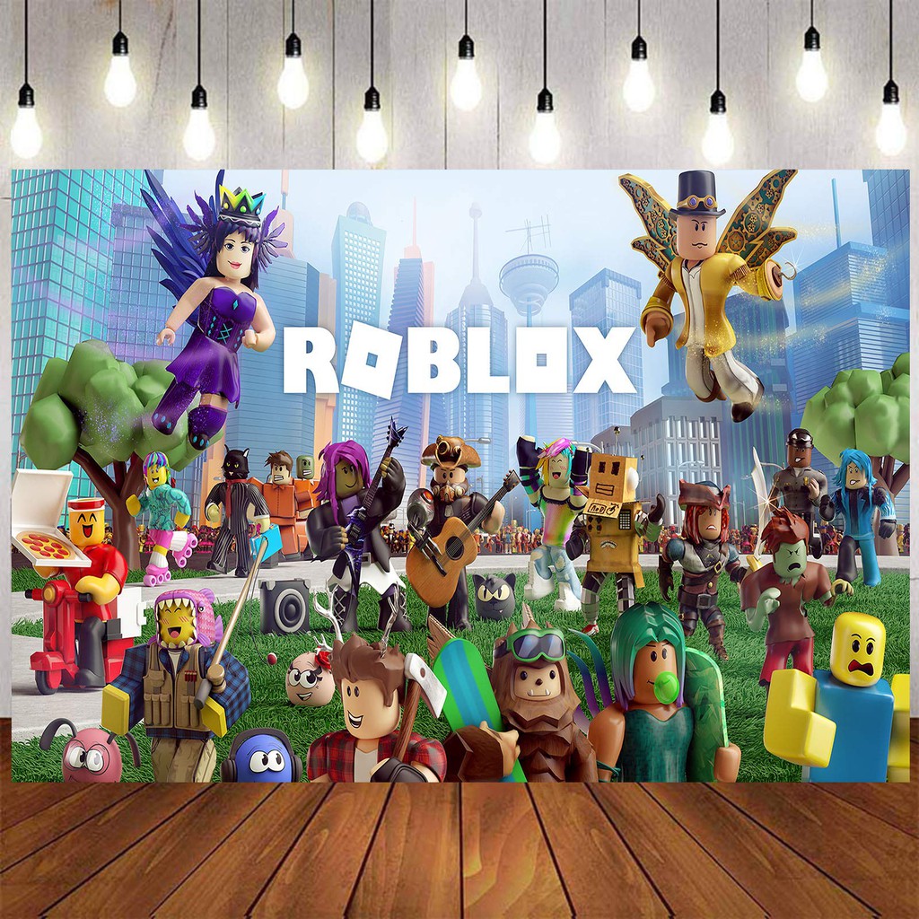 Roblox Backdrop Birthday Set Party Background Poster Cartoon Theme Colorful Happy Birthday Party Banner Decorations Supplies Newborn Shopee Philippines - cool roblox poster