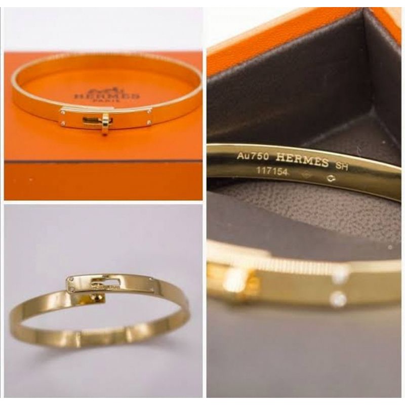 18k Solid Gold Hermes inspired Bracelet Bangle, 100%Authentic Gold ...