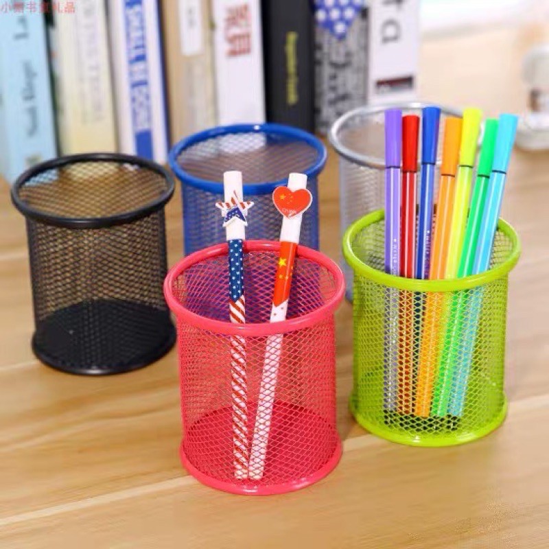 Round/Square Office Pen Container (Metal Mesh) | Shopee Philippines