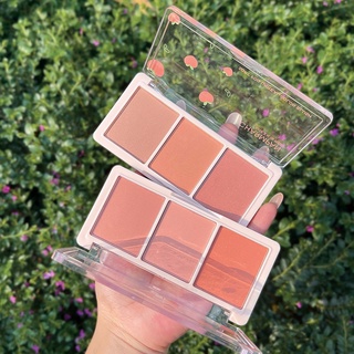 Qian looks forward to soft fog phantom three-color blush one plate nude makeup natural repair three-in-one pearl matte blush rouge
