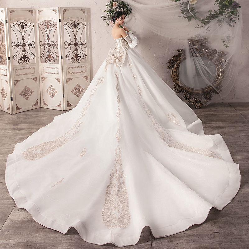 wedding dress with long tail