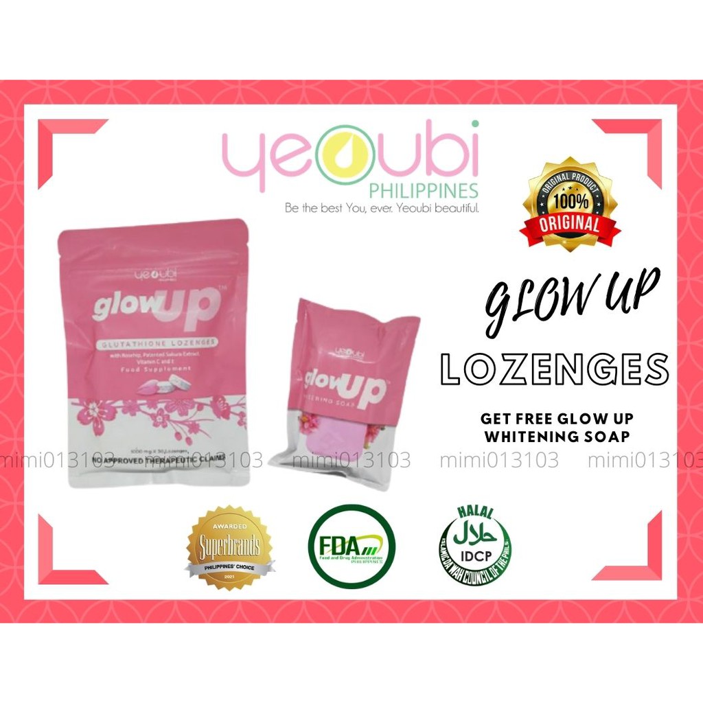 Original Yeoubi Glow Up Glutathione with FREE Glow Up Whitening Soap ...