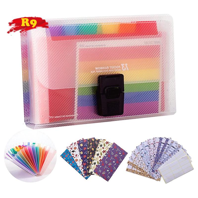 Accordion Folder, 13 Pockets A6 Plastic Accordion Expanding File Folder ...