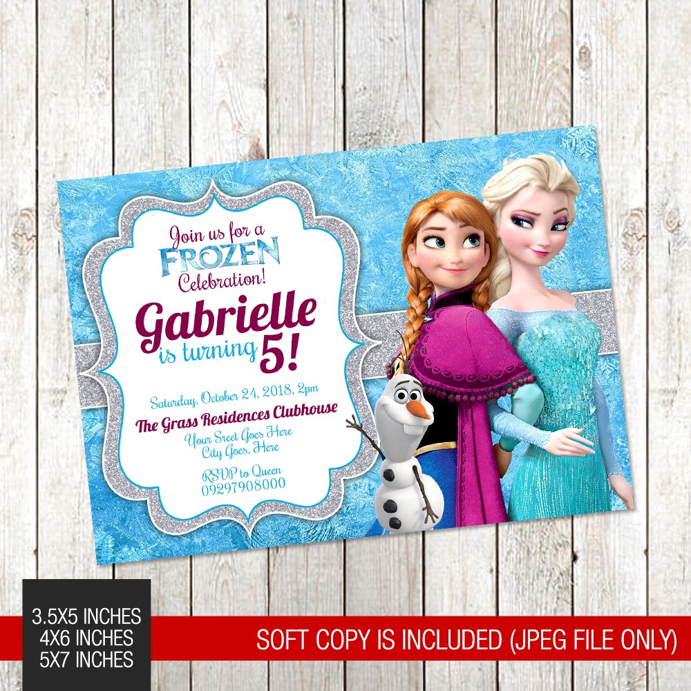 Frozen Elsa Anna Themed Printed Birthday Invitation Print B009 Shopee Philippines 