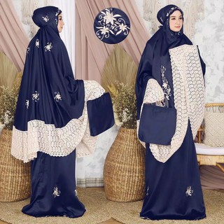 Mukena enisa luna Virtual Embroidery full Lace mukena Relieve exclusive