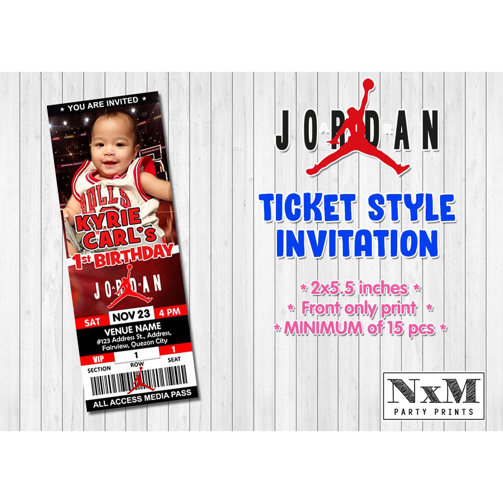 Michael Jordan Jumpman 23 Pink Nike Ticket Style Invitation