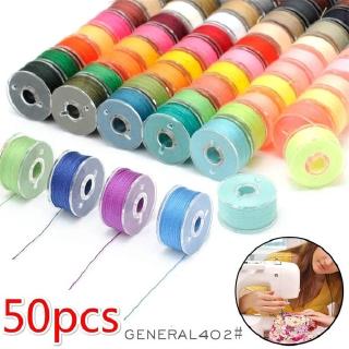 50pcs Multicolor Thread Spools Sewing Machine Bobbins Reusable Plastic Bobbins with Thread for Sewing Embroidery Machines and Quilting Sewing Accessories