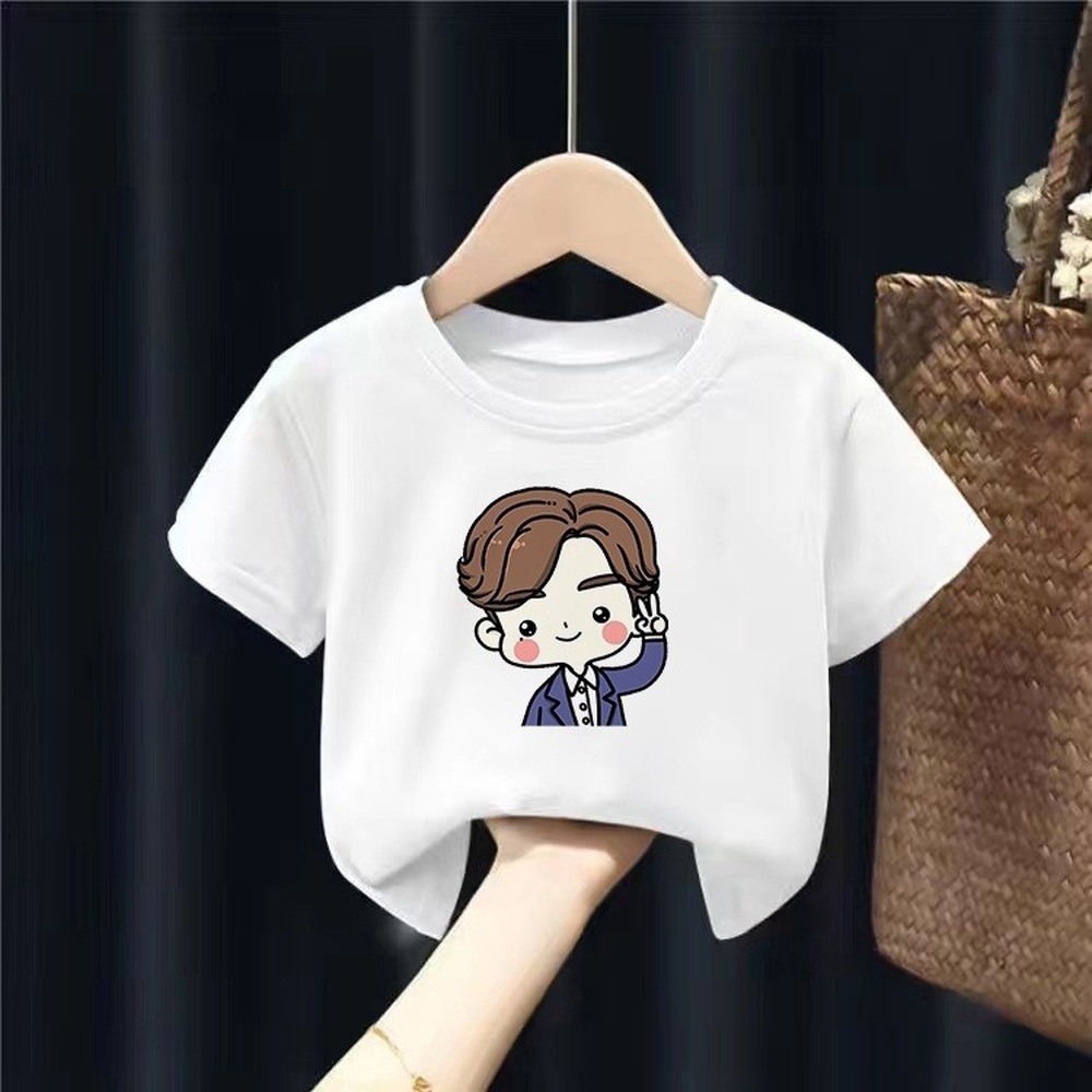 Lee Jong Suk Girl Boys T-shirt Monster Kids T Shirt Cute Summer T Shirt Cartoon Kids Tops