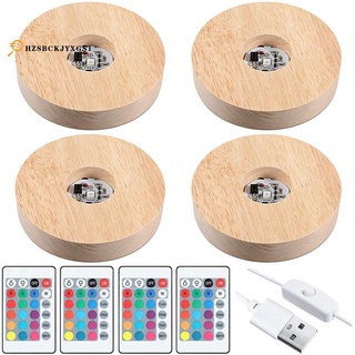 7.15Free Shipping3.94 Inch Wooden Light Stand Base Colorful LED Lights Display Base with Remote Cont