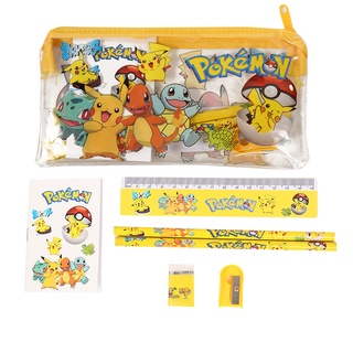 Pokemon Pikachu Anime Stationery Set Bags Children's Cute Cartoon Student Pencil Box Stationery Set Figure Toys Birthday Gifts