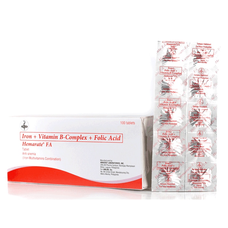 Hemarate Fa Tablet Iron Vitamin B Complex Folic Acid 100 Tablets Shopee Philippines