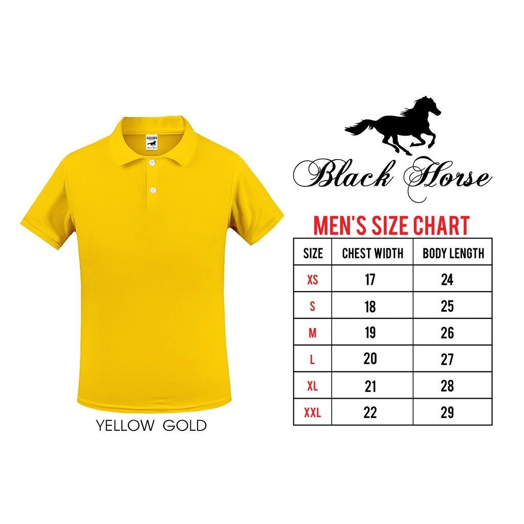 black polo shirt yellow horse