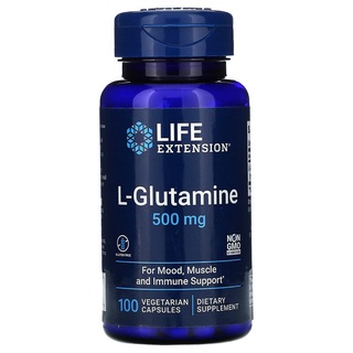 Life Extension, L-Glutamine, For Mood, Muscle, and Immune Support, 500 mg, 100 Vegetarian Capsules