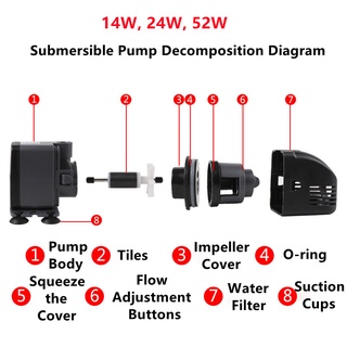 14-52W Aquarium Submersible Water Pump for Pond Quiet Fountain Filter Fish Pond #8