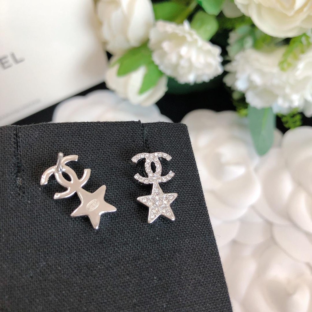 Chanel 08p Silver Crystal Cc Star Drop Earrings Espaciosantafesino Gob Ar