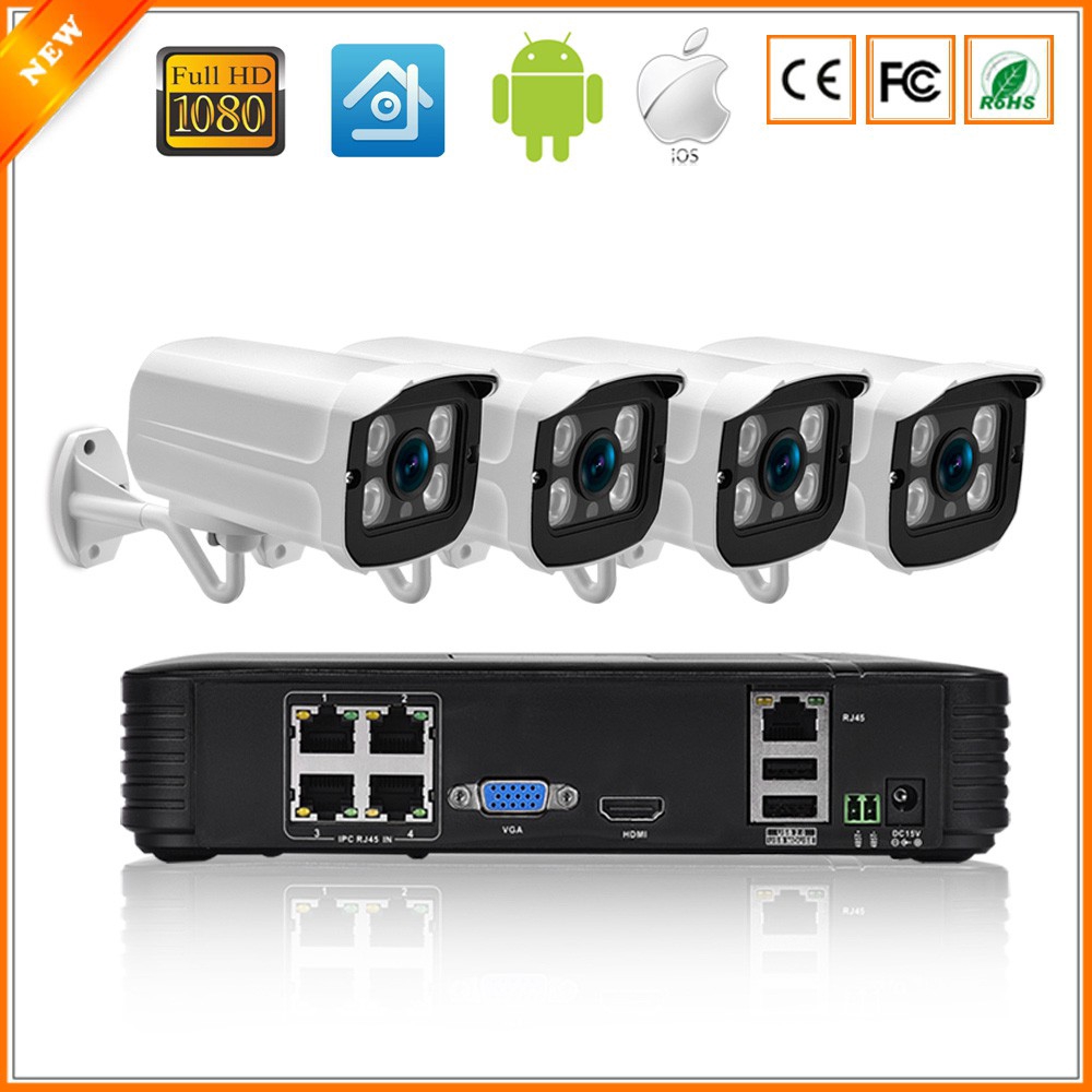 1080P 4Channel CCTV System 4pcs 2MP 