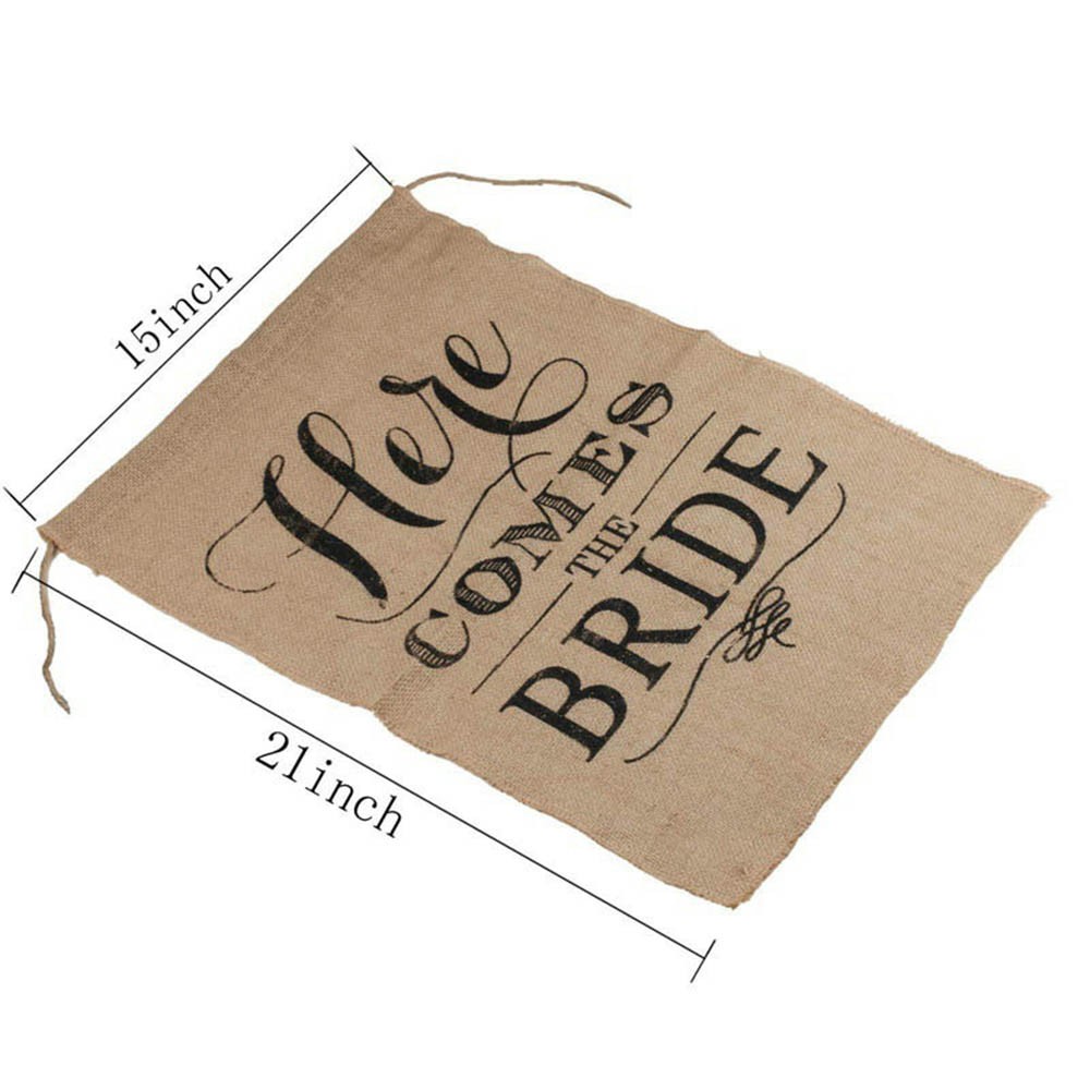 Wedding Decoration Khaki Comethe Bride Burlap Wedding Banner